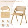 imageGiantex Folding Dining Chairs Set of 2 Wooden Folding Chair with Rattan Backrest ampamp Seat Sturdy Rubber Wood Frame Armless Accent Chairs for Living Room Kitchen Wedding Party No Assembly BrownNatural