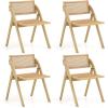 imageGiantex Folding Dining Chairs Set of 2 Wooden Folding Chair with Rattan Backrest ampamp Seat Sturdy Rubber Wood Frame Armless Accent Chairs for Living Room Kitchen Wedding Party No Assembly BrownNatural