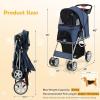 imageGiantex Folding Dog Stroller for Small Medium Dogs Cats Puppy 4 Lockable Wheels Cat Stroller Pet Travel Carrier Strolling Cart Safety Belt Removable Liner and Storage Basket RedNavy Blue