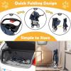 imageGiantex Folding Dog Stroller for Small Medium Dogs Cats Puppy 4 Lockable Wheels Cat Stroller Pet Travel Carrier Strolling Cart Safety Belt Removable Liner and Storage Basket RedNavy Blue