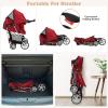 imageGiantex Folding Dog Stroller for Small Medium Dogs Cats Puppy 4 Lockable Wheels Cat Stroller Pet Travel Carrier Strolling Cart Safety Belt Removable Liner and Storage Basket RedRed