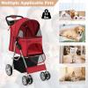 imageGiantex Folding Dog Stroller for Small Medium Dogs Cats Puppy 4 Lockable Wheels Cat Stroller Pet Travel Carrier Strolling Cart Safety Belt Removable Liner and Storage Basket RedRed
