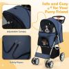 imageGiantex Folding Dog Stroller for Small Medium Dogs Cats Puppy 4 Lockable Wheels Cat Stroller Pet Travel Carrier Strolling Cart Safety Belt Removable Liner and Storage Basket RedNavy Blue