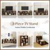 imageGiantex FreeCombination TV Stand for Bedroom  Entertainment Center for 50 55 60 65 Inch TV 3Piece Media Console Table with Storage Cubes Deformable Open Storage Bookcase Shelf Black Wood GrainBrown