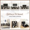 imageGiantex FreeCombination TV Stand for Bedroom  Entertainment Center for 50 55 60 65 Inch TV 3Piece Media Console Table with Storage Cubes Deformable Open Storage Bookcase Shelf Black Wood GrainBlack Wood Grain