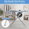 imageGiantex Full Size Ironing Board with Iron Rest 57quot x 15quot Carbon Steel Table with 7Level Height ampamp Heat Resistant Cover Foldable 4Layer Iron Board for Home Dorm ampamp Laundry Room GrayBlue