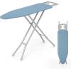imageGiantex Full Size Ironing Board with Iron Rest 57quot x 15quot Carbon Steel Table with 7Level Height ampamp Heat Resistant Cover Foldable 4Layer Iron Board for Home Dorm ampamp Laundry Room GrayBlue