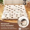 imageGiantex Japanese Floor Mattress 4 Inch Futon Mattress wWashable Cover ampamp Storage Bag Foldable Roll up Mattress Tatami Mat Portable Sleeping Pad for Camping Dormitory Kids Floor Lounger Bed FullBrown Bear