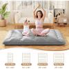 imageGiantex Japanese Floor Mattress 4 Inch Futon Mattress wWashable Cover ampamp Storage Bag Foldable Roll up Mattress Tatami Mat Portable Sleeping Pad for Camping Dormitory Kids Floor Lounger Bed FullGrey