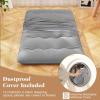 imageGiantex Japanese Floor Mattress 4 Inch Futon Mattress wWashable Cover ampamp Storage Bag Foldable Roll up Mattress Tatami Mat Portable Sleeping Pad for Camping Dormitory Kids Floor Lounger Bed FullGrey