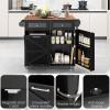 imageGiantex Kitchen Island Cart with Hidden Tilt Out Trash Can Cabinet Drop Leaf 2 Drawers Towel Rack Rolling Mobile Breakfast Bar Table Wood Kitchen Storage Cart on Wheels White ampamp NaturalBlack  Natural