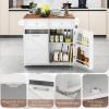 imageGiantex Kitchen Island Cart with Hidden Tilt Out Trash Can Cabinet Drop Leaf 2 Drawers Towel Rack Rolling Mobile Breakfast Bar Table Wood Kitchen Storage Cart on Wheels White ampamp NaturalWhite  Natural