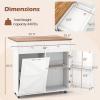 imageGiantex Kitchen Island Cart with Hidden Tilt Out Trash Can Cabinet Drop Leaf 2 Drawers Towel Rack Rolling Mobile Breakfast Bar Table Wood Kitchen Storage Cart on Wheels White ampamp NaturalWhite  Natural