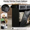 imageGiantex Kitchen Island Cart with Hidden Tilt Out Trash Can Cabinet Drop Leaf 2 Drawers Towel Rack Rolling Mobile Breakfast Bar Table Wood Kitchen Storage Cart on Wheels White ampamp NaturalBlack  Natural