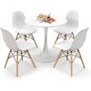 imageGiantex Kitchen Table Chairs Set of 4  Dinette Table Set with 32 Round Table and Dining Chairs Modern Breakfast Nook Table Set for Small Spaces Apartments 5Piece Dining Table Set BlackWhite