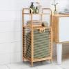 imageGiantex Laundry Hamper TiltOut Laundry Linen Hamper Bamboo Freestanding Clothes Basket WShelf ampamp Removable Liner Storage Laundry Shelf for Bathroom Living Room Bedroom NaturalNaturalGreen
