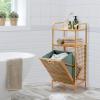 imageGiantex Laundry Hamper TiltOut Laundry Linen Hamper Bamboo Freestanding Clothes Basket WShelf ampamp Removable Liner Storage Laundry Shelf for Bathroom Living Room Bedroom NaturalNaturalGreen