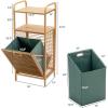 imageGiantex Laundry Hamper TiltOut Laundry Linen Hamper Bamboo Freestanding Clothes Basket WShelf ampamp Removable Liner Storage Laundry Shelf for Bathroom Living Room Bedroom NaturalNaturalGreen