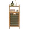 imageGiantex Laundry Hamper TiltOut Laundry Linen Hamper Bamboo Freestanding Clothes Basket WShelf ampamp Removable Liner Storage Laundry Shelf for Bathroom Living Room Bedroom NaturalNaturalGreen