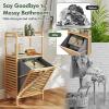 imageGiantex Laundry Hamper TiltOut Laundry Linen Hamper Bamboo Freestanding Clothes Basket WShelf ampamp Removable Liner Storage Laundry Shelf for Bathroom Living Room Bedroom NaturalNaturalGray