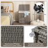imageGiantex Laundry Hamper with Lid 29 Gal 110L Wicker Laundry Basket with 2section Liner Bag Removable ampamp Washable Foldable PP Rattan Clothes Hamper with Handle for Bathroom Bedroom GrayGray