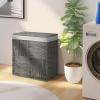 imageGiantex Laundry Hamper with Lid 29 Gal 110L Wicker Laundry Basket with 2section Liner Bag Removable ampamp Washable Foldable PP Rattan Clothes Hamper with Handle for Bathroom Bedroom GrayGray