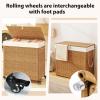imageGiantex Laundry Hamper with Wheels and Lid 125L Rattan Clothes Hamper with 2 Removable Liner Bags ampamp Handle 3Section Foldable Laundry Sorter Rolling Wicker Laundry Basket for BathroomBlackNatural