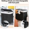imageGiantex Laundry Hamper with Wheels and Lid 125L Rattan Clothes Hamper with 2 Removable Liner Bags ampamp Handle 3Section Foldable Laundry Sorter Rolling Wicker Laundry Basket for BathroomBlackBlack