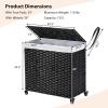 imageGiantex Laundry Hamper with Wheels and Lid 125L Rattan Clothes Hamper with 2 Removable Liner Bags ampamp Handle 3Section Foldable Laundry Sorter Rolling Wicker Laundry Basket for BathroomBlackBlack
