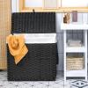 imageGiantex Laundry Hamper with Wheels and Lid 125L Rattan Clothes Hamper with 2 Removable Liner Bags ampamp Handle 3Section Foldable Laundry Sorter Rolling Wicker Laundry Basket for BathroomBlackBlack