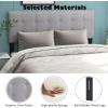 imageGiantex Linen Upholstered Headboard Adjustable Width Button Tufted Headboard Only with Solid Wood Legs Attach Frame Modern Headboards for Queen Full Size Bed BeigeGray