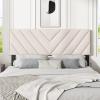 imageGiantex Linen Upholstered Headboard Adjustable Width Button Tufted Headboard Only with Solid Wood Legs Attach Frame Modern Headboards for Queen Full Size Bed BeigeBeige