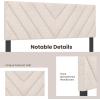 imageGiantex Linen Upholstered Headboard Adjustable Width Button Tufted Headboard Only with Solid Wood Legs Attach Frame Modern Headboards for Queen Full Size Bed BeigeBeige