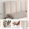 imageGiantex Linen Upholstered Headboard Adjustable Width Button Tufted Headboard Only with Solid Wood Legs Attach Frame Modern Headboards for Queen Full Size Bed BeigeBeige