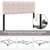 imageGiantex Linen Upholstered Headboard Adjustable Width Button Tufted Headboard Only with Solid Wood Legs Attach Frame Modern Headboards for Queen Full Size Bed BeigeBeige