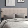 imageGiantex Linen Upholstered Headboard Adjustable Width Button Tufted Headboard Only with Solid Wood Legs Attach Frame Modern Headboards for Queen Full Size Bed BeigeBeige