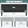 imageGiantex Linen Upholstered Headboard Adjustable Width Button Tufted Headboard Only with Solid Wood Legs Attach Frame Modern Headboards for Queen Full Size Bed BeigeGray