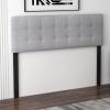 imageGiantex Linen Upholstered Headboard Adjustable Width Button Tufted Headboard Only with Solid Wood Legs Attach Frame Modern Headboards for Queen Full Size Bed BeigeGray