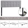 imageGiantex Linen Upholstered Headboard Adjustable Width Button Tufted Headboard Only with Solid Wood Legs Attach Frame Modern Headboards for Queen Full Size Bed BeigeGray