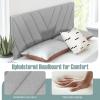 imageGiantex Linen Upholstered Headboard Adjustable Width Button Tufted Headboard Only with Solid Wood Legs Attach Frame Modern Headboards for Queen Full Size Bed BeigeGray