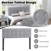 imageGiantex Linen Upholstered Headboard Adjustable Width Button Tufted Headboard Only with Solid Wood Legs Attach Frame Modern Headboards for Queen Full Size Bed BeigeGray