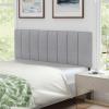 imageGiantex Linen Upholstered Headboard Adjustable Width Button Tufted Headboard Only with Solid Wood Legs Attach Frame Modern Headboards for Queen Full Size Bed BeigeGray