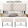 imageGiantex Linen Upholstered Headboard Adjustable Width Button Tufted Headboard Only with Solid Wood Legs Attach Frame Modern Headboards for Queen Full Size Bed BeigeBeige