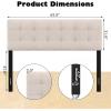 imageGiantex Linen Upholstered Headboard Adjustable Width Button Tufted Headboard Only with Solid Wood Legs Attach Frame Modern Headboards for Queen Full Size Bed BeigeBeige