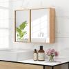 imageGiantex Medicine Cabinet Bathroom Medicine Cabinet with Mirror Reversible Double Door 2 Adjustable Shelves Bamboo Vanity Mirror Cabinet for Entryway Living Room Bathroom Wall Cabinet Natural