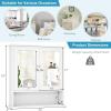 imageGiantex Medicine Cabinet Bathroom Wall Cabinet with 2 Mirrored Doors Adjustable Shelf Open Compartment Wall Mounted Cabinet Over The Toilet Storage Cabinet 22quot x 5quot x 23quot Cupboard GreyWhite