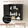 imageGiantex Medicine Cabinet Bathroom Wall Cabinet with 2 Mirrored Doors Adjustable Shelf Open Compartment Wall Mounted Cabinet Over The Toilet Storage Cabinet 22quot x 5quot x 23quot Cupboard GreyBlack
