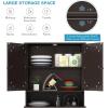 imageGiantex Medicine Cabinet Bathroom Wall Cabinet with 2 Mirrored Doors Adjustable Shelf Open Compartment Wall Mounted Cabinet Over The Toilet Storage Cabinet 22quot x 5quot x 23quot Cupboard GreyBrown