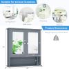 imageGiantex Medicine Cabinet Bathroom Wall Cabinet with 2 Mirrored Doors Adjustable Shelf Open Compartment Wall Mounted Cabinet Over The Toilet Storage Cabinet 22quot x 5quot x 23quot Cupboard GreyGrey
