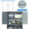 imageGiantex Medicine Cabinet Bathroom Wall Cabinet with 2 Mirrored Doors Adjustable Shelf Open Compartment Wall Mounted Cabinet Over The Toilet Storage Cabinet 22quot x 5quot x 23quot Cupboard GreyGrey